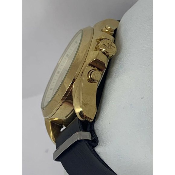Michael Kors MK5605 Unisex Black Leather Analog Ch main image 4
